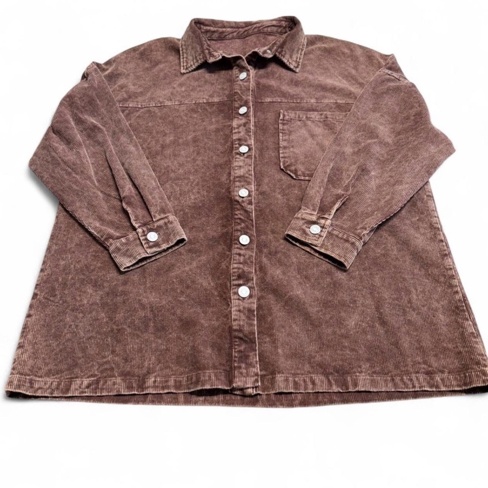 Oversized Brown Corduroy Shirt Jacket Shacket Women’s 2XL Grunge Boho Outdoor